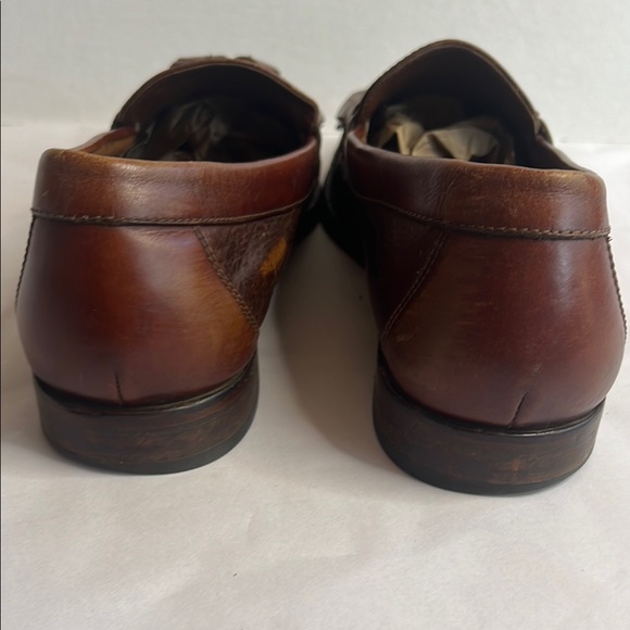 Brown Leather Tassel Loafers with Moccasin Stitching - Picture 6 of 9